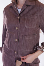 Giacca denim risvolto stampa