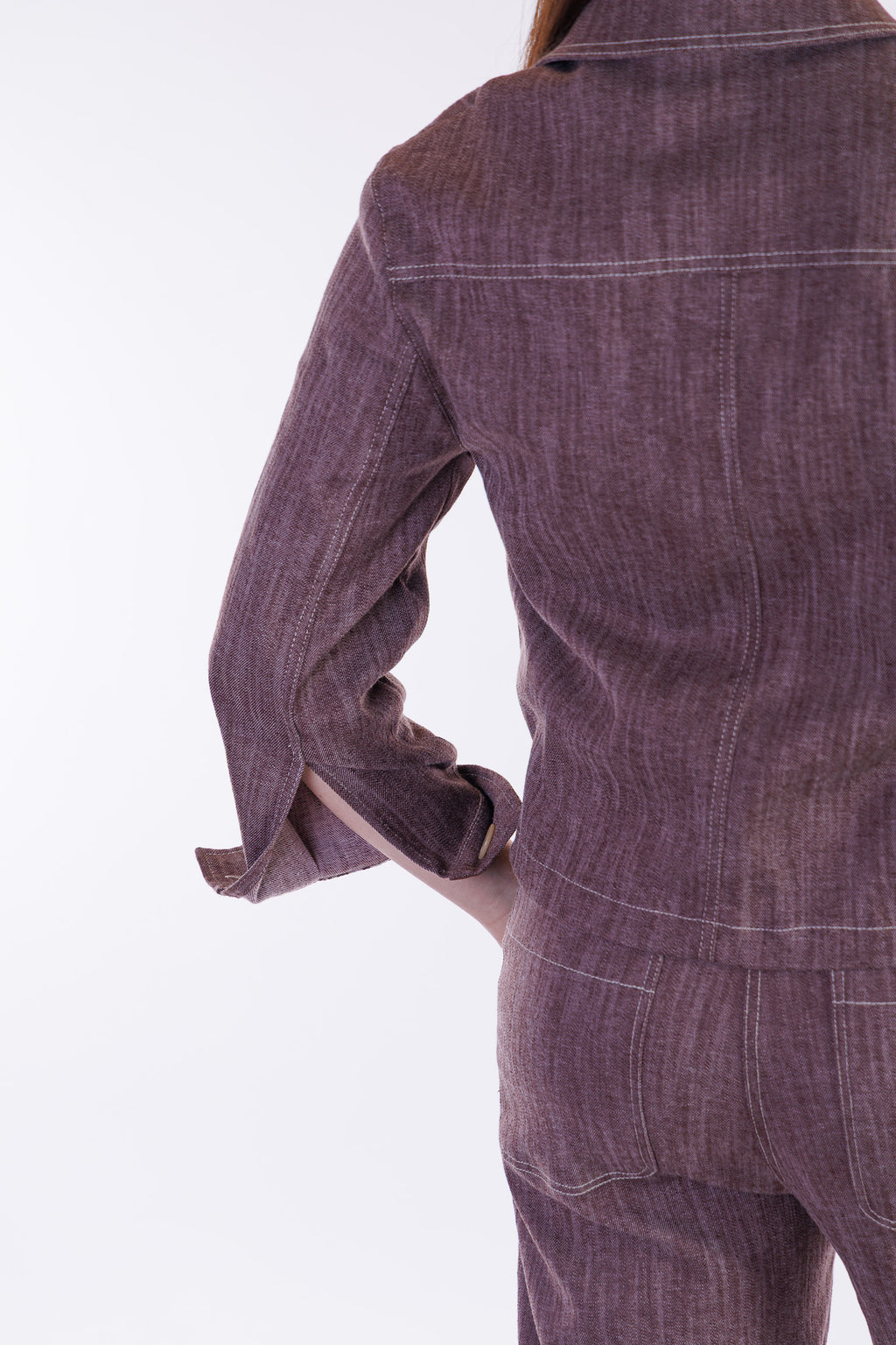 Giacca denim risvolto stampa