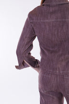 Giacca denim risvolto stampa