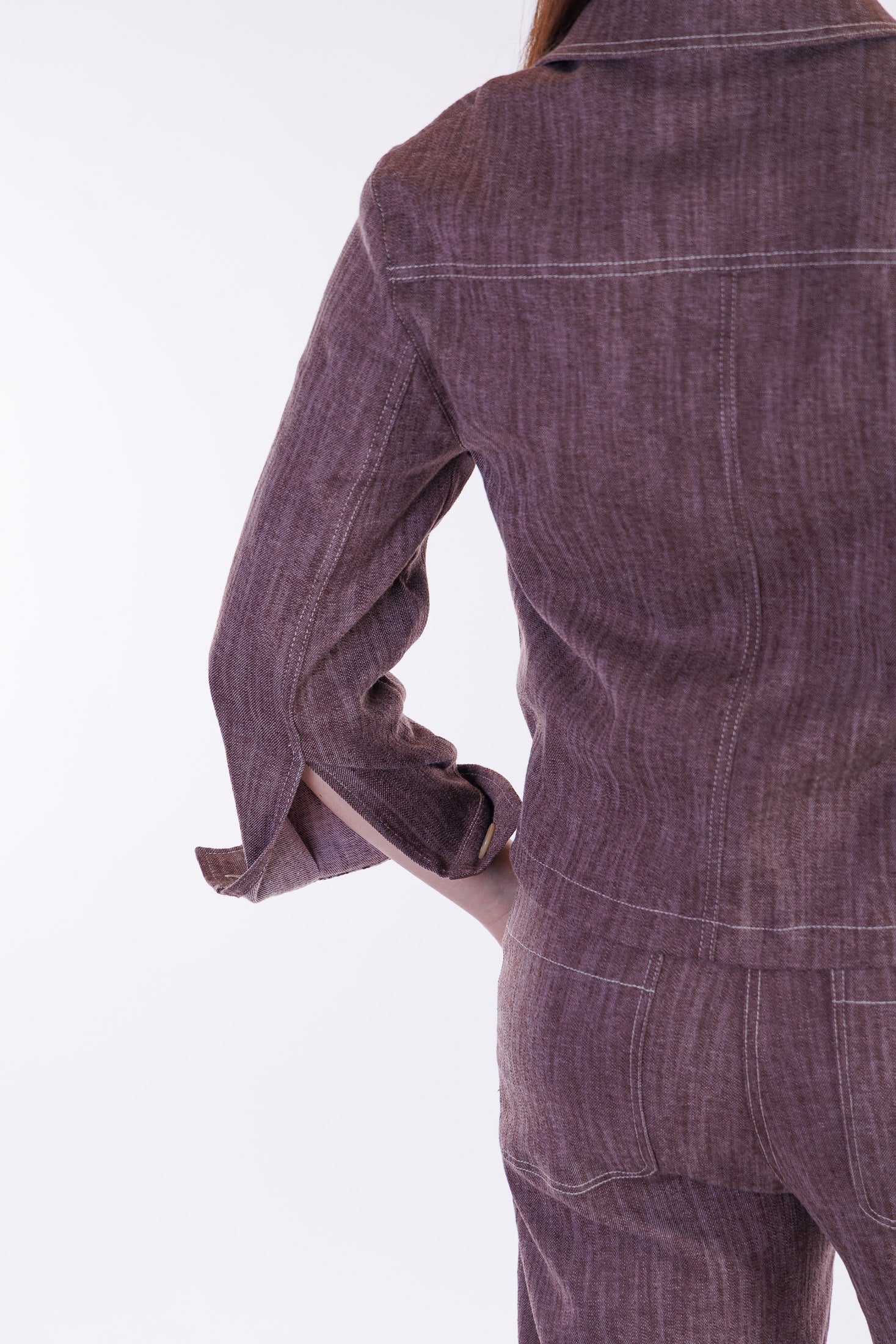 Giacca denim risvolto stampa