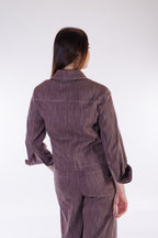 Giacca denim risvolto stampa