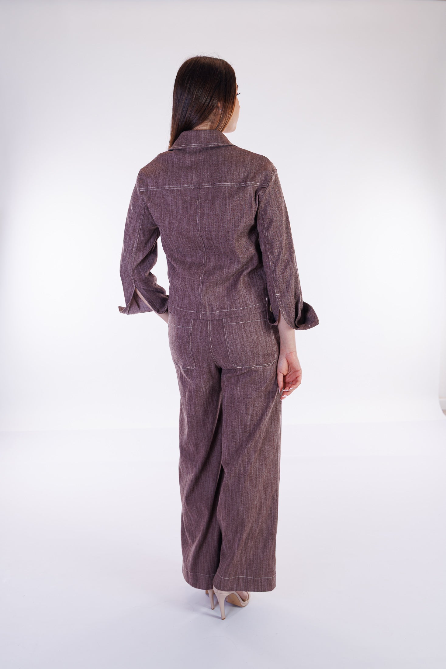 Giacca denim risvolto stampa