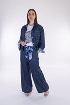 Giacca denim risvolto stampa