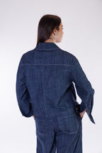 Giacca denim risvolto stampa