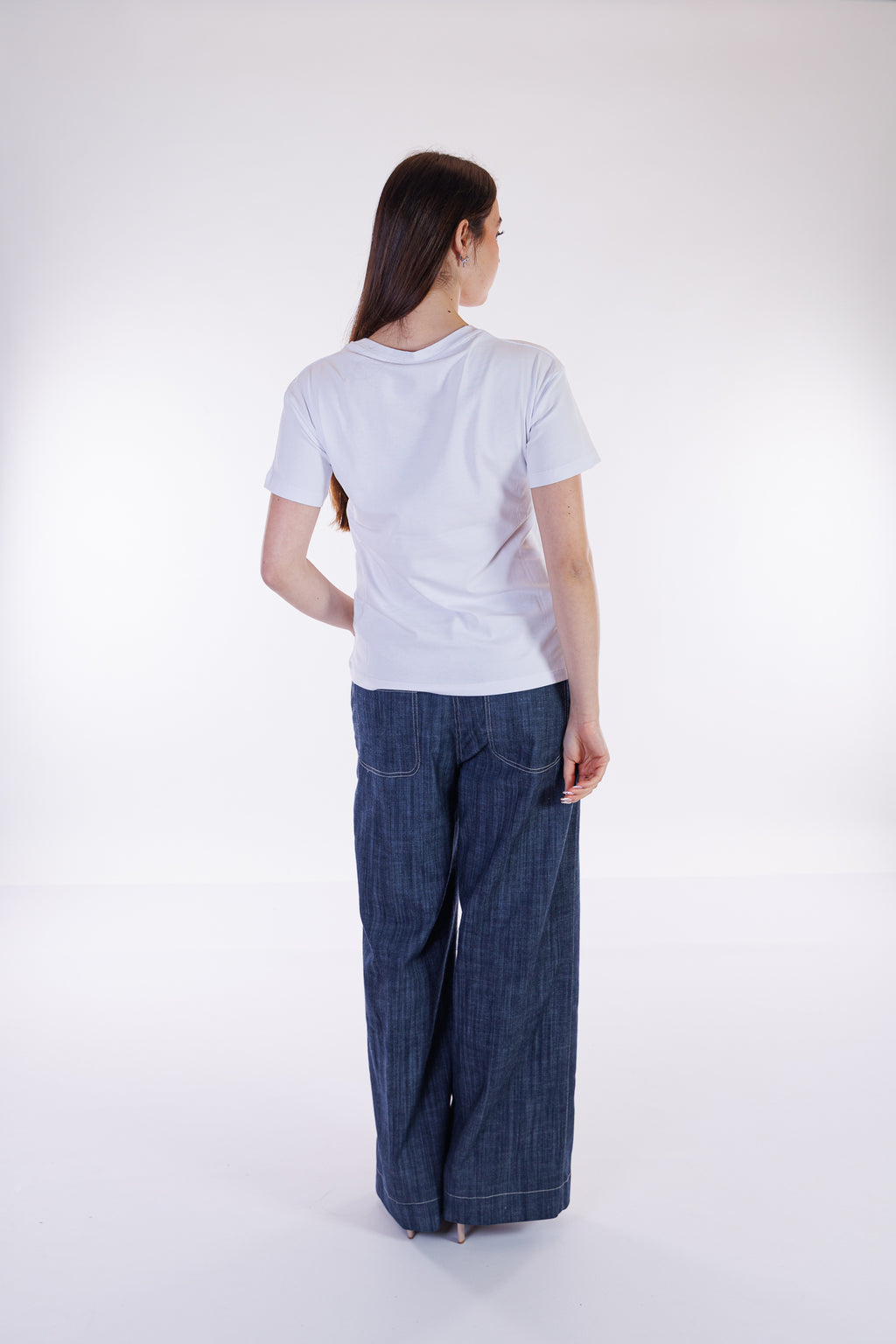 T-shirt stampa foulard e strass