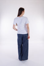 T-shirt stampa foulard e strass