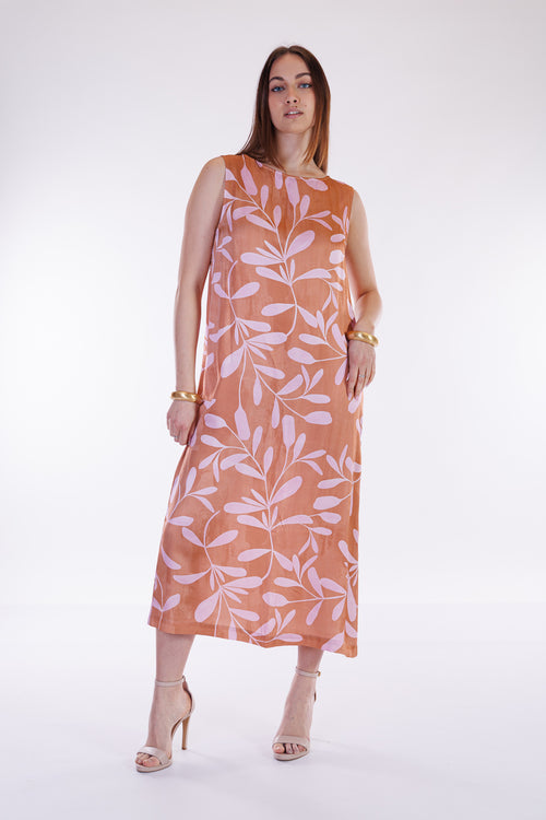 Abito con cintura ramage