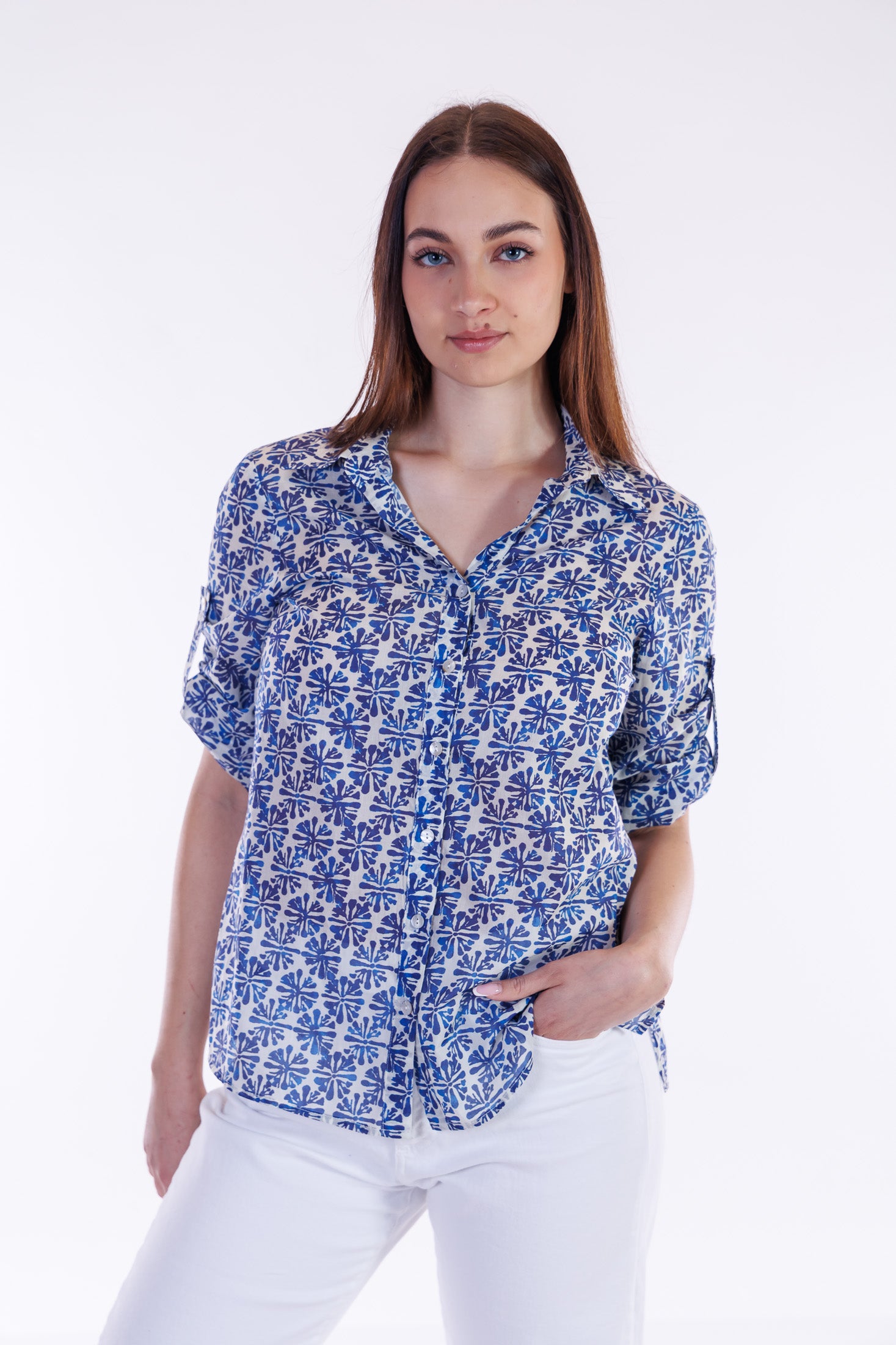 Camicia fiori Santorini