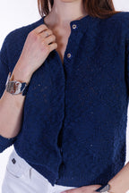 Maglia bottoncini e micro paillettes