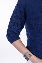 Maglia bottoncini e micro paillettes