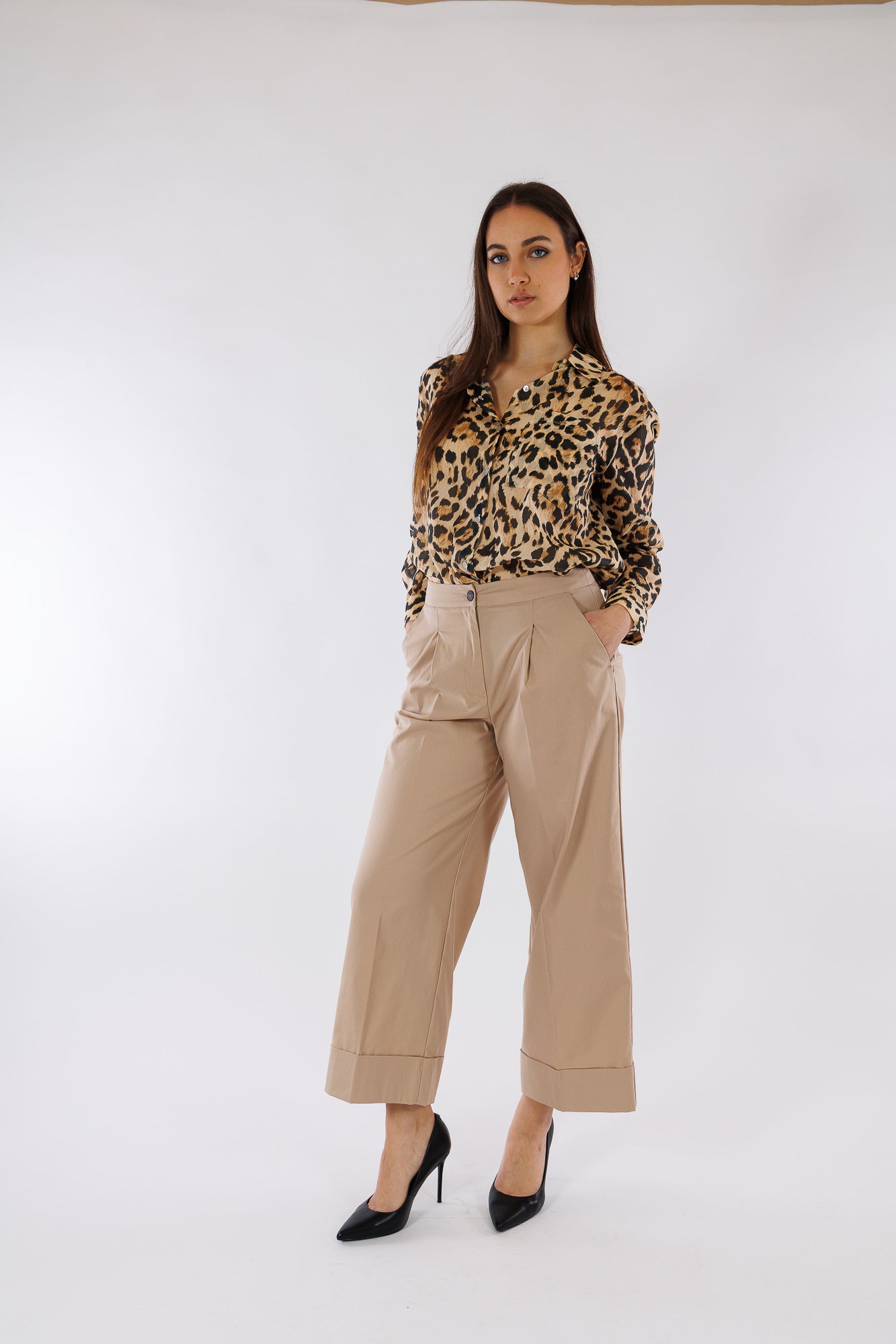 Pantalone risvolto tela vela