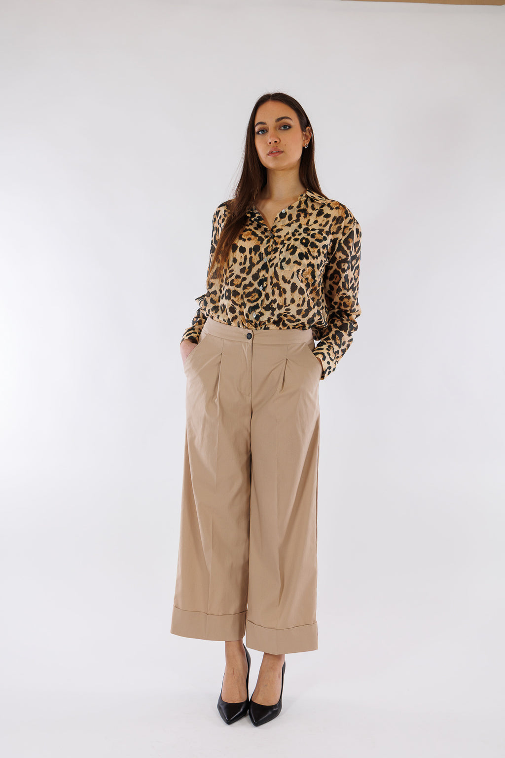 Pantalone risvolto tela vela