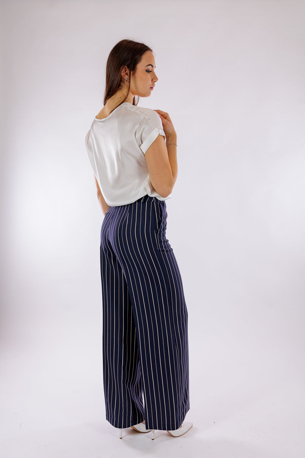 Pantalone largo righe
