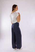 Pantalone largo righe