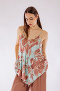 Top floreale raso