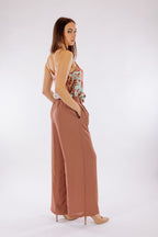 Top floreale raso