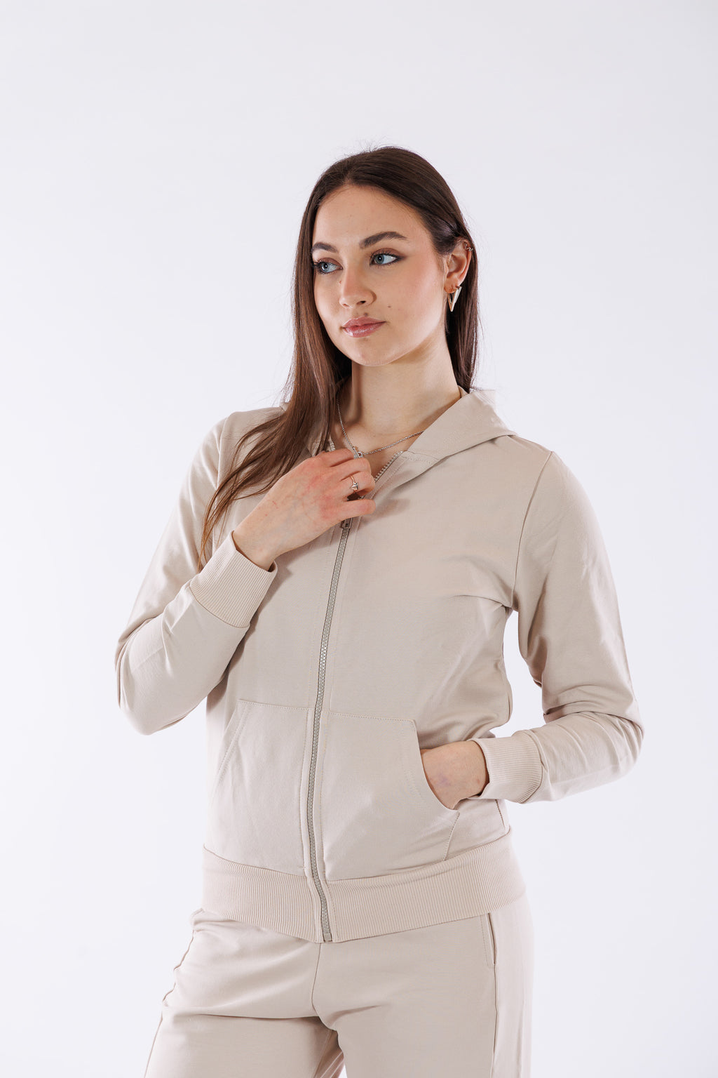 Felpa zip e cappuccio