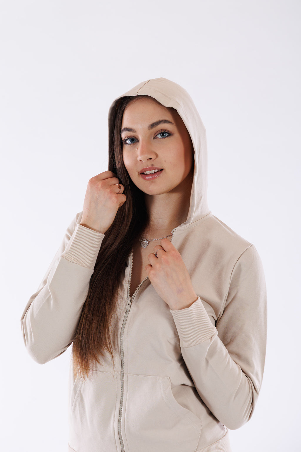 Felpa zip e cappuccio