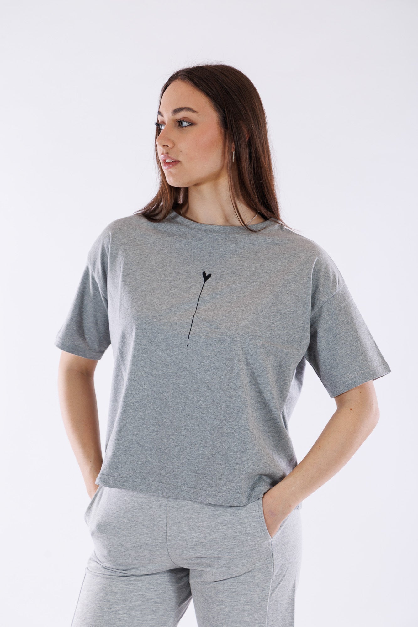 T-shirt cotone over cuore