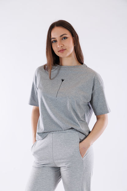 T-shirt cotone over cuore