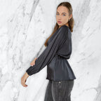 Blusa raso arriccio in vita