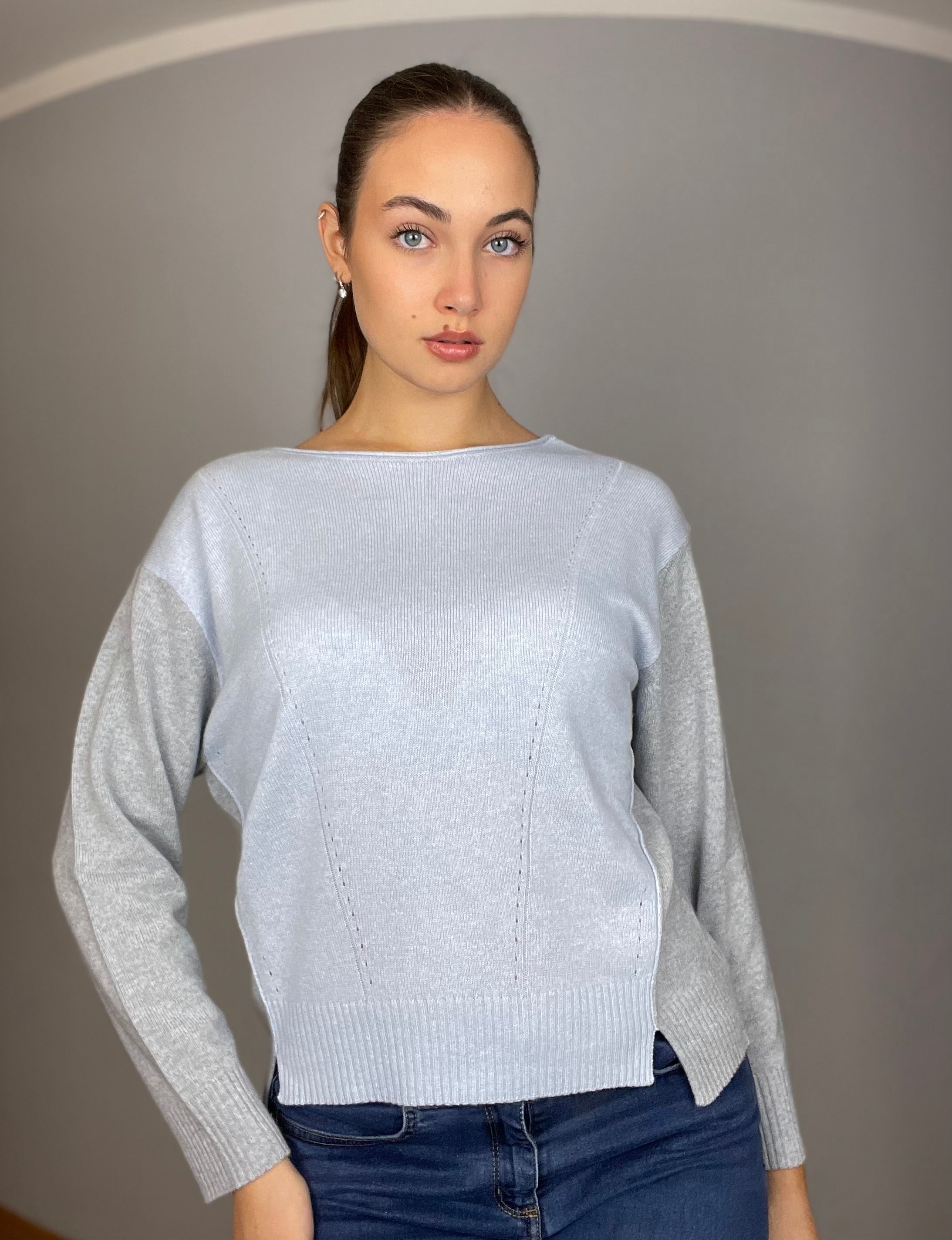 Maglia bicolore m. cashmere
