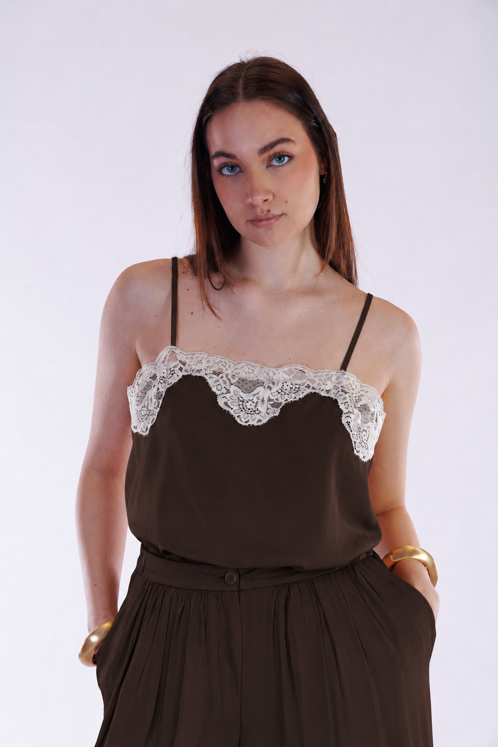 Top pizzo bretelle