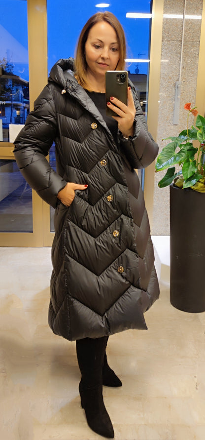 Piumino d'oca lungo chevron