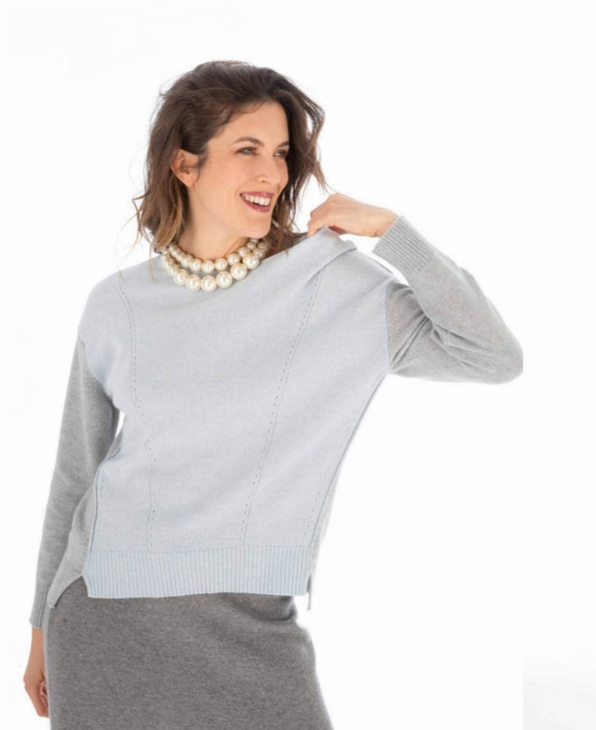 Maglia bicolore m. cashmere
