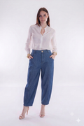 Pantalone balloon chambray
