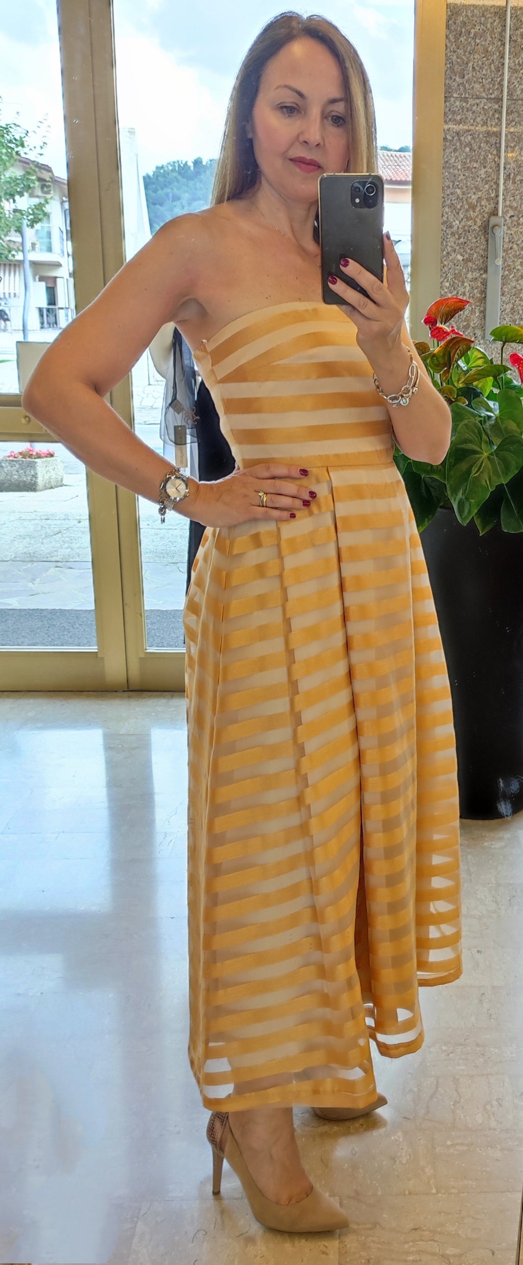 Abito organza rigata