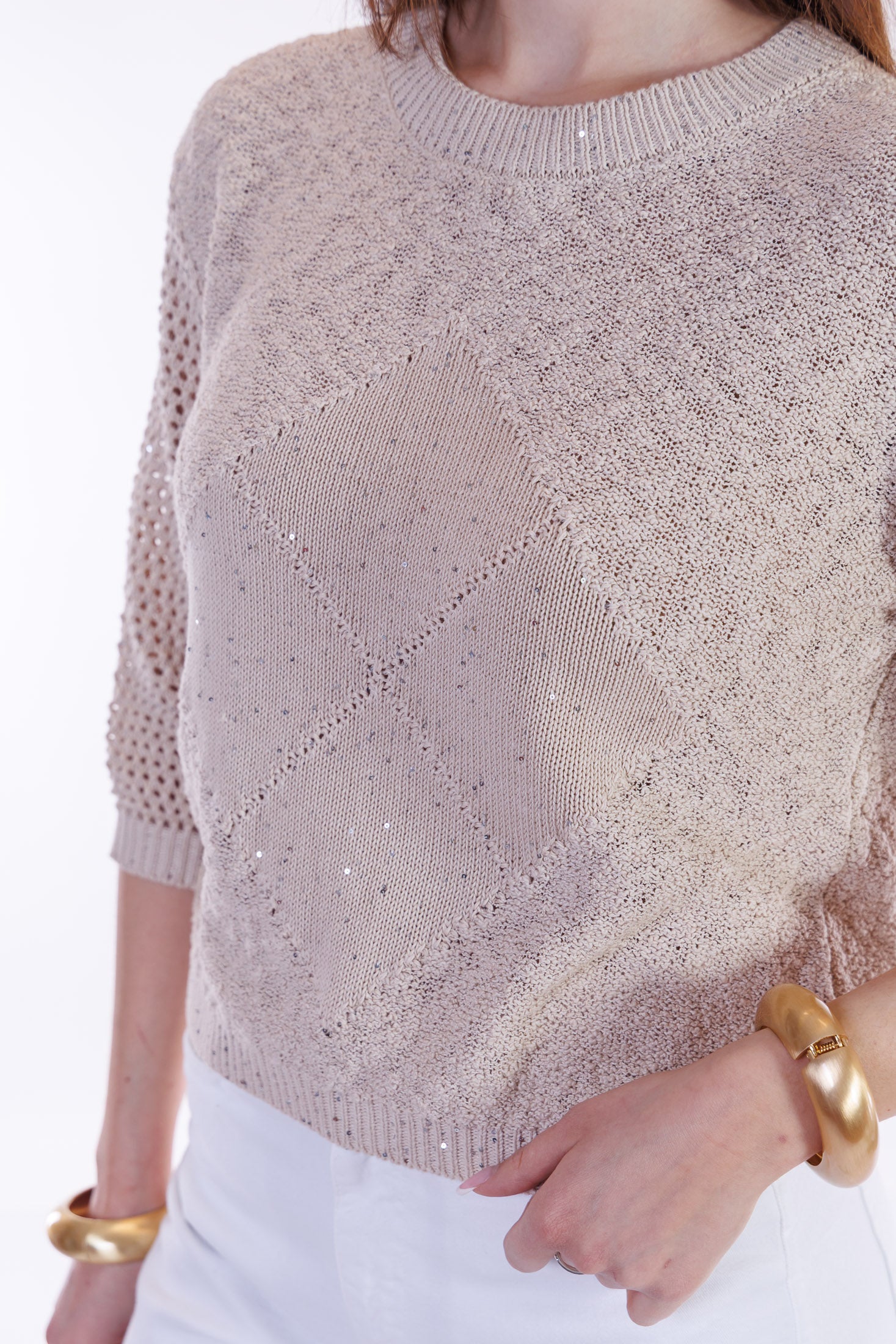 Maglia girocollo maniche a tre quarti