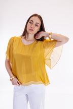 Blusa maniche farfalla