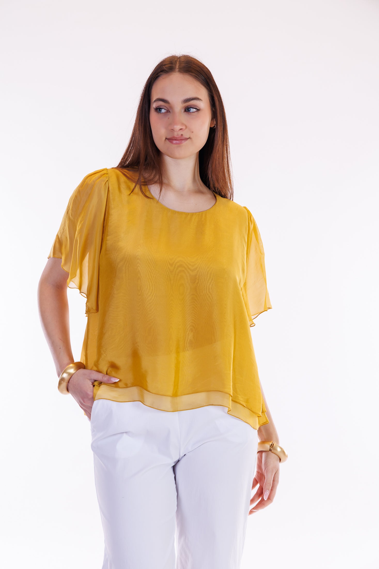 Blusa maniche farfalla
