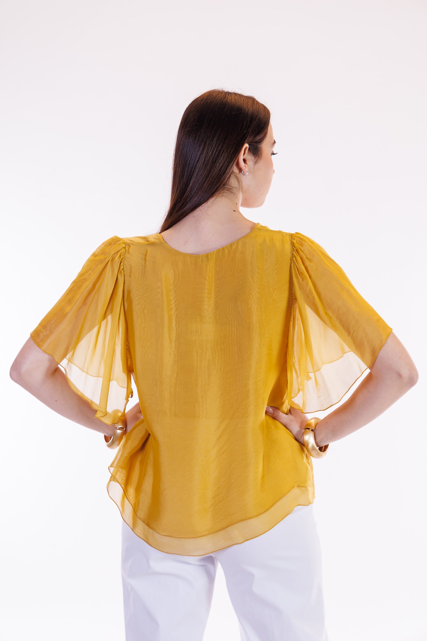 Blusa maniche farfalla