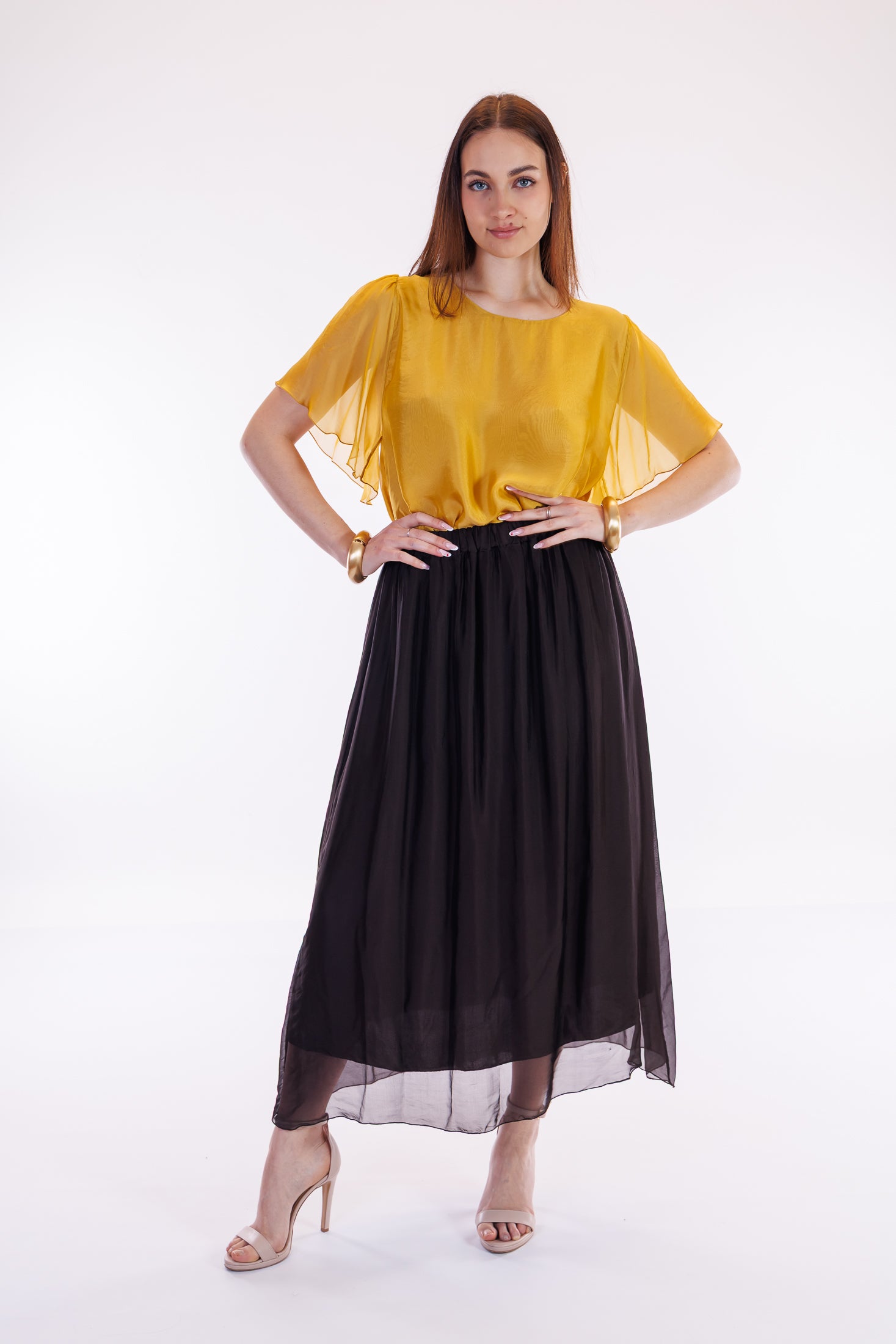 Blusa maniche farfalla