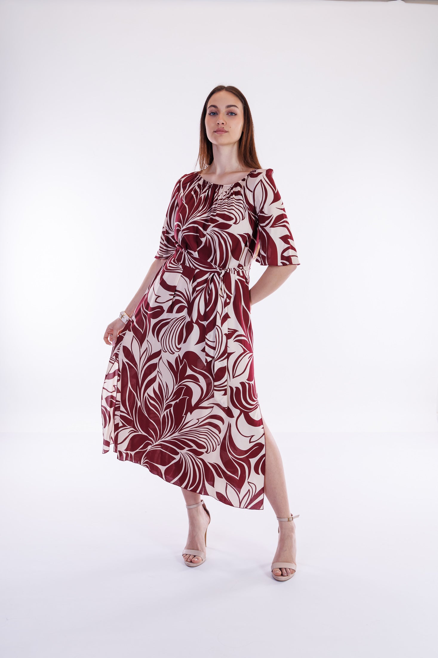 Abito lungo fantasia floreale