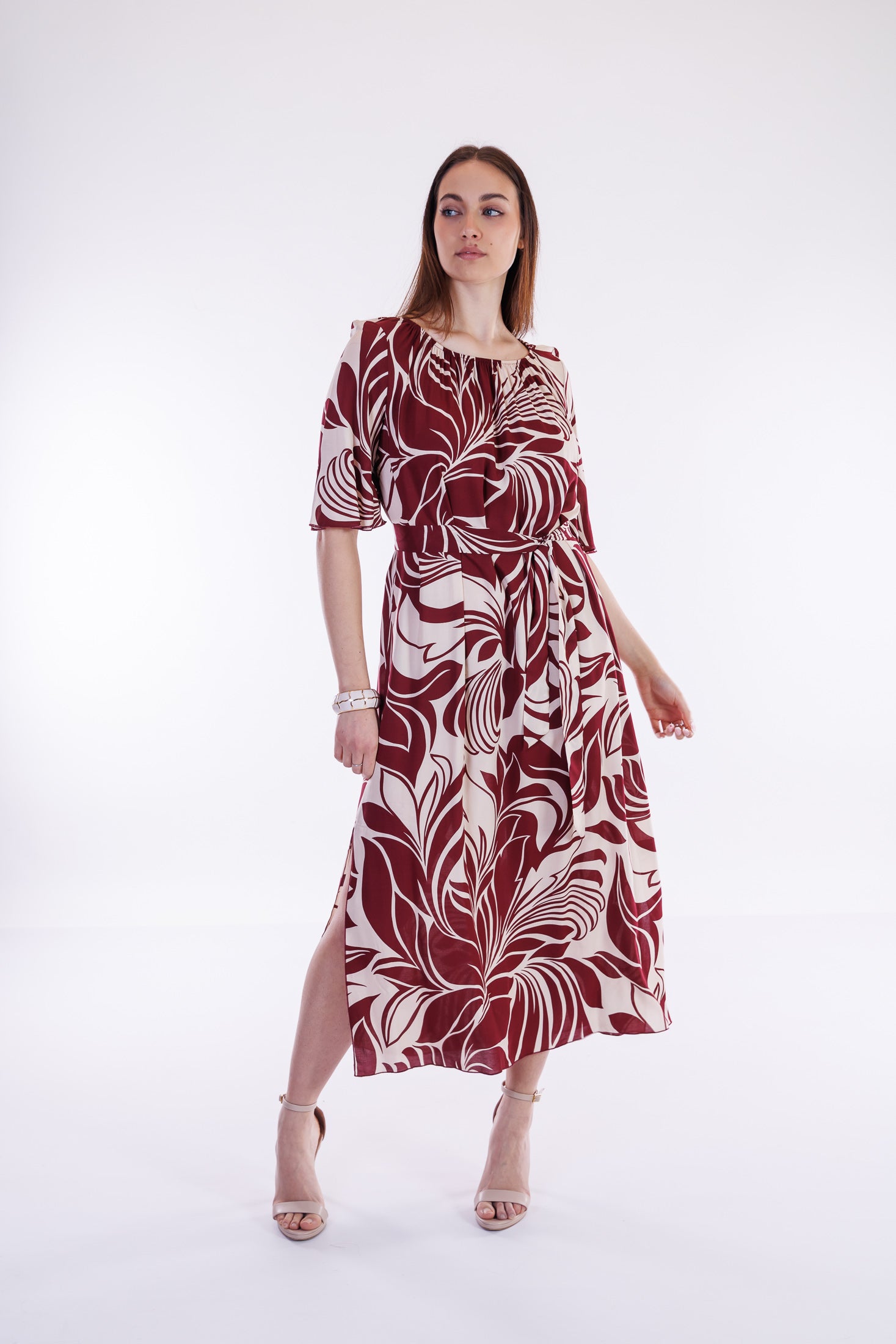 Abito lungo fantasia floreale