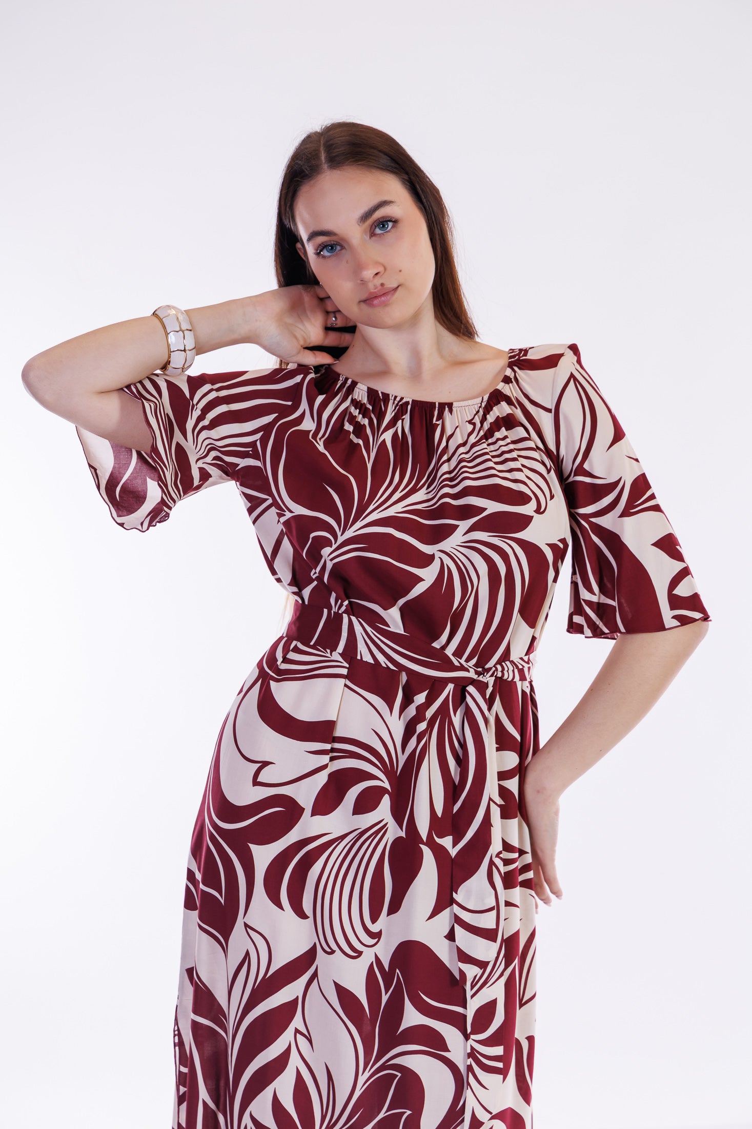 Abito lungo fantasia floreale