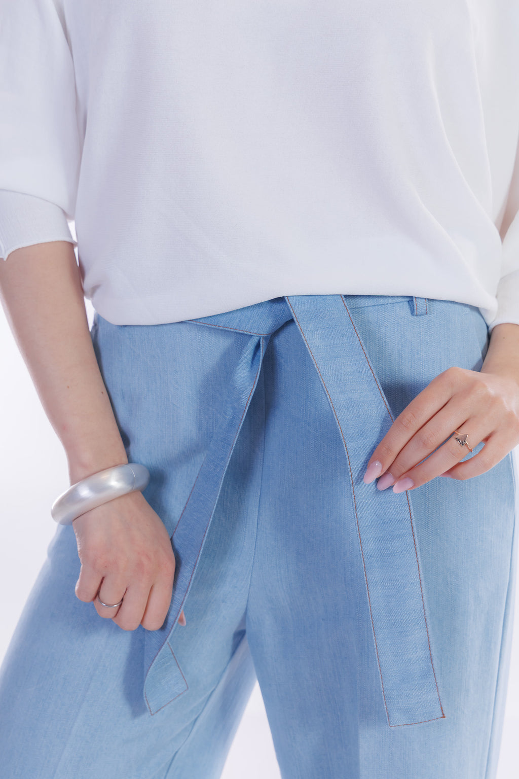 Pantalone ampio chambray