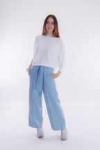 Pantalone ampio chambray