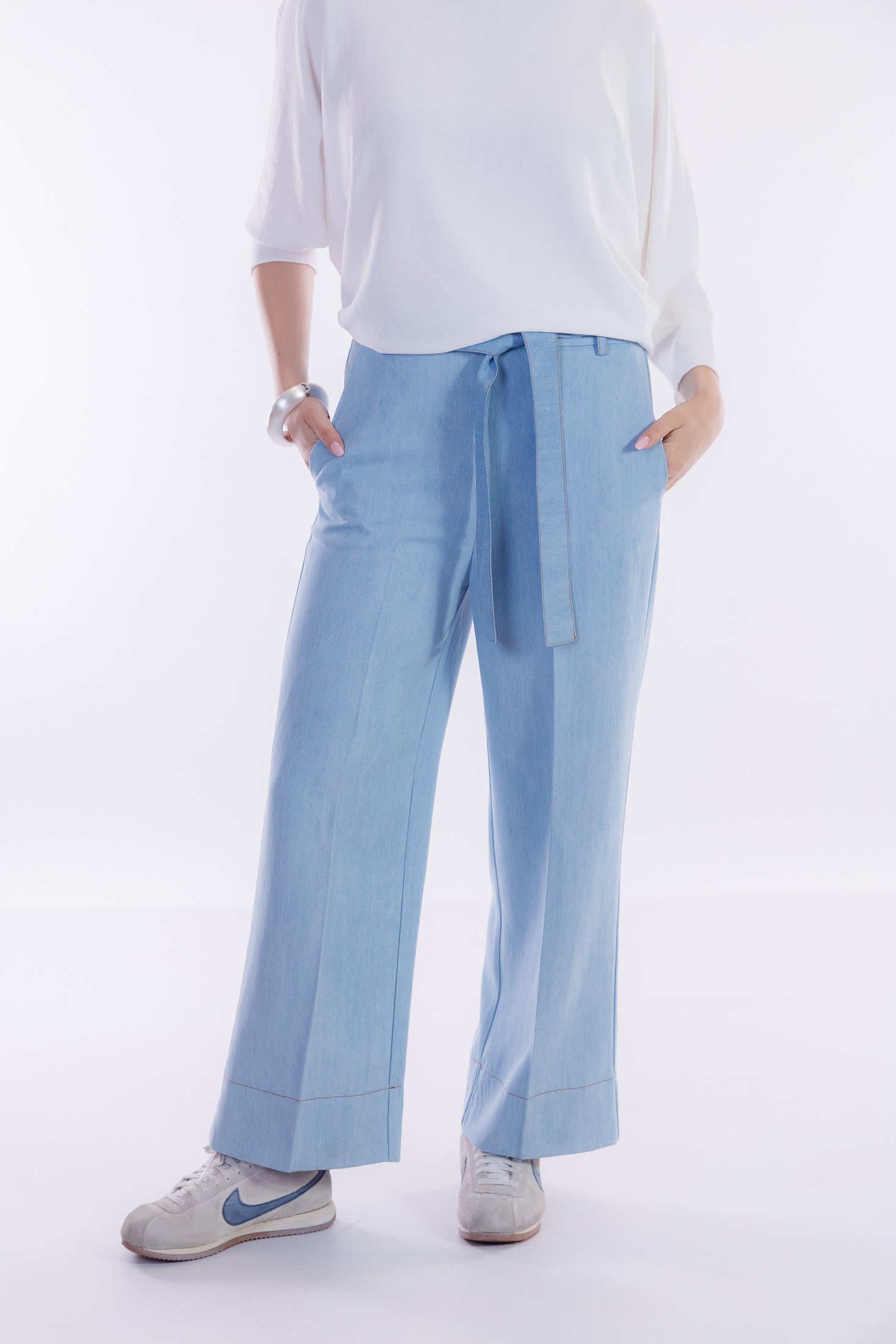 Pantalone ampio chambray