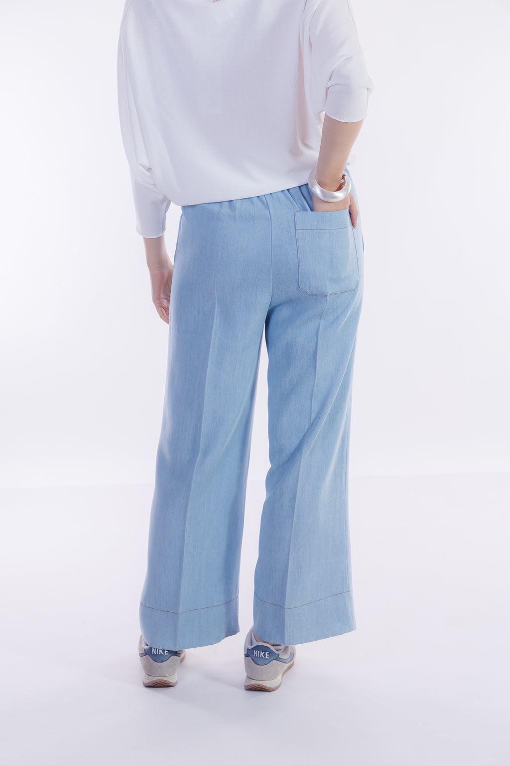 Pantalone ampio chambray