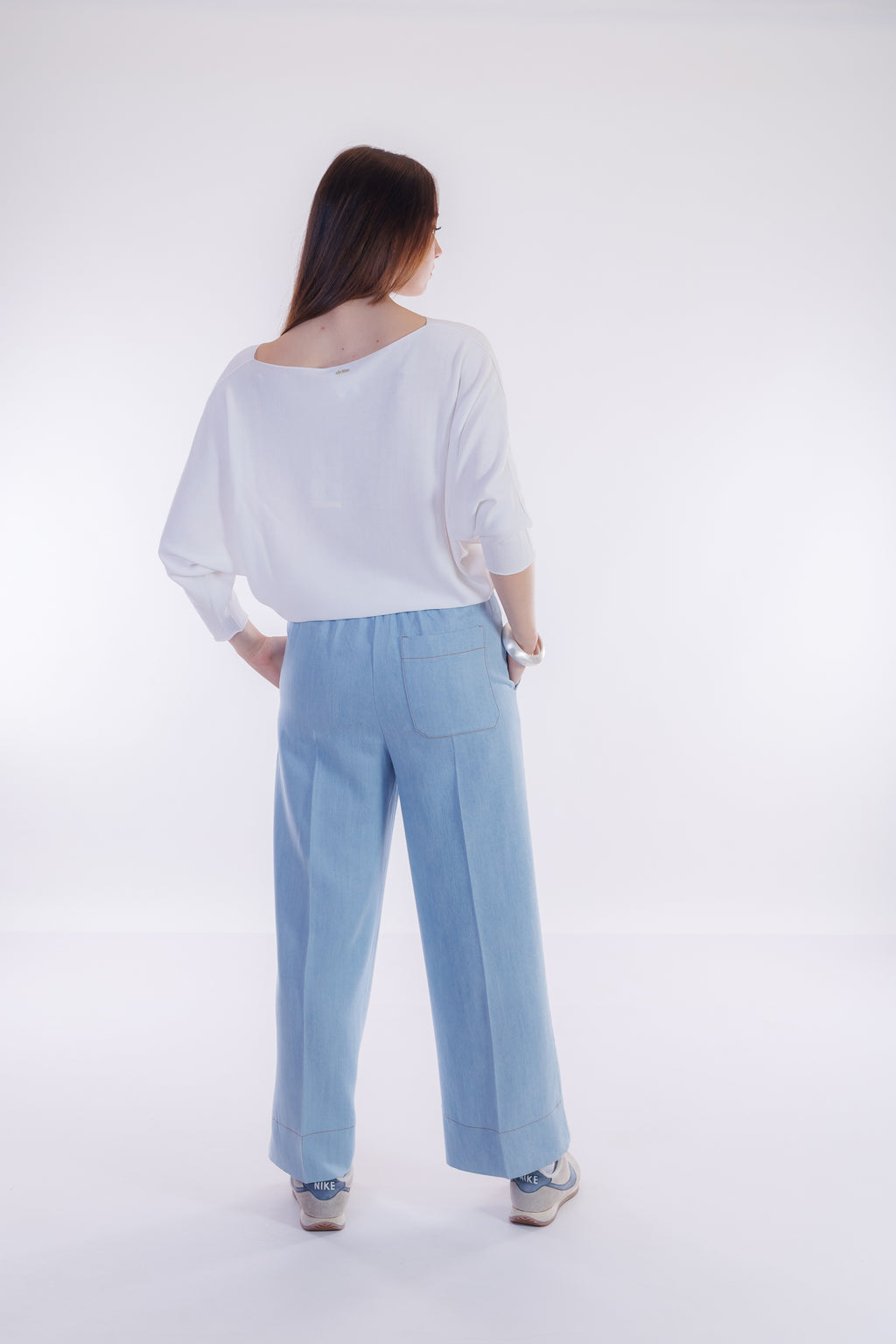 Pantalone ampio chambray