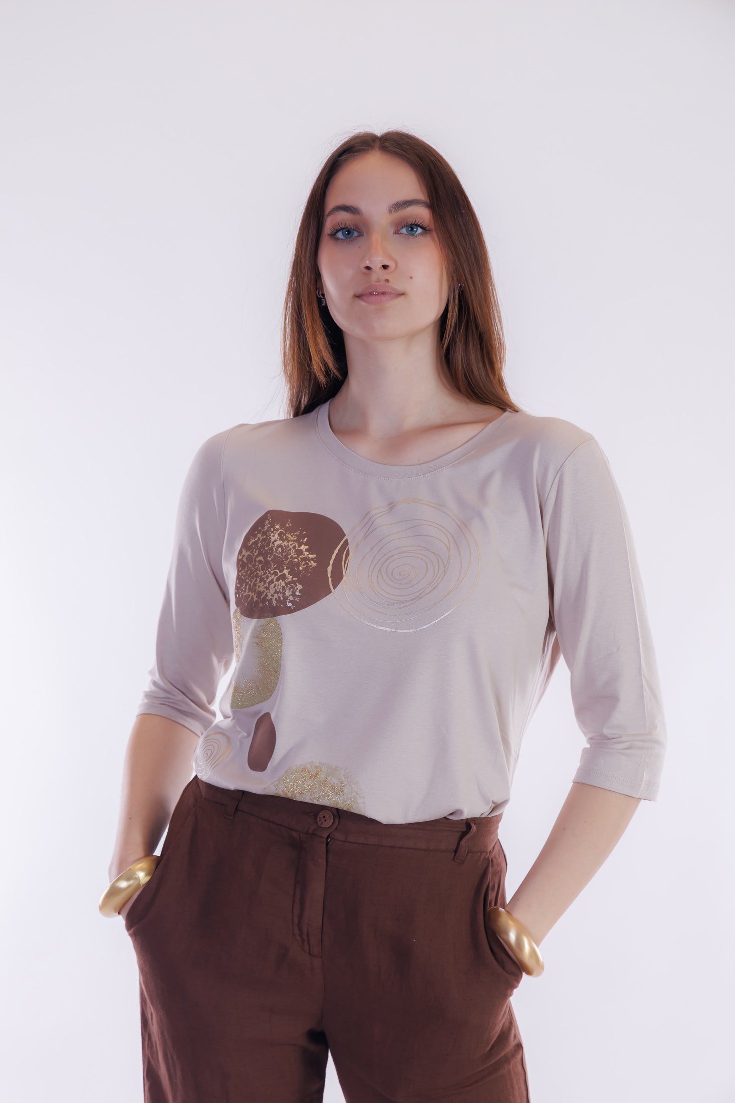Pantalone cropped lino e cotone