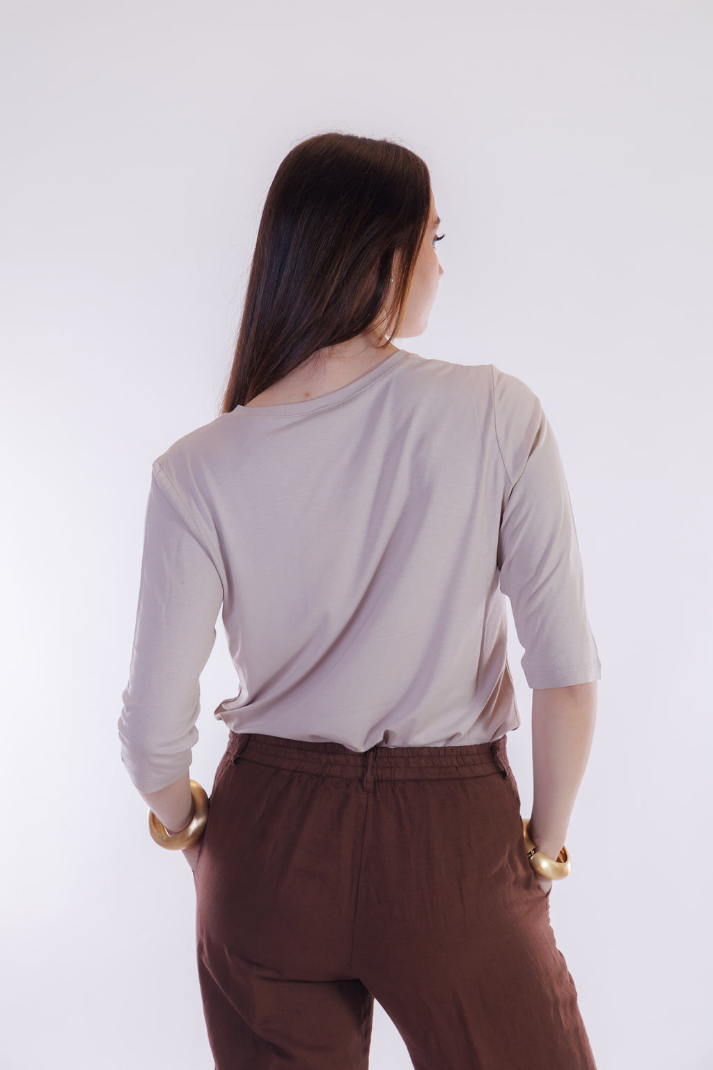 Pantalone cropped lino e cotone
