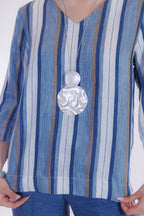 Blusa m. lino righe