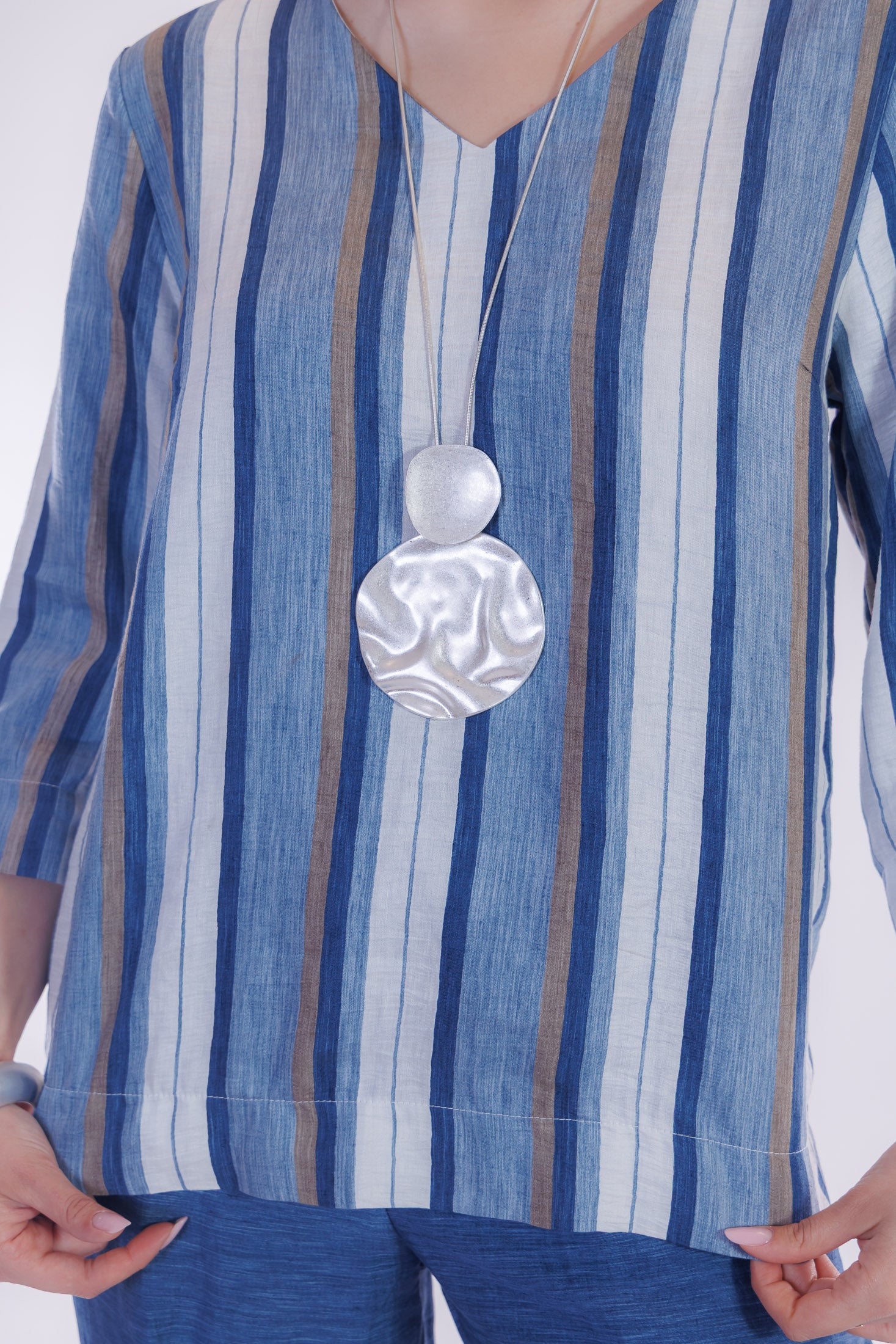 Blusa m. lino righe