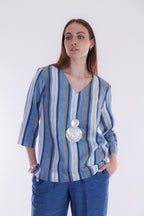 Blusa m. lino righe