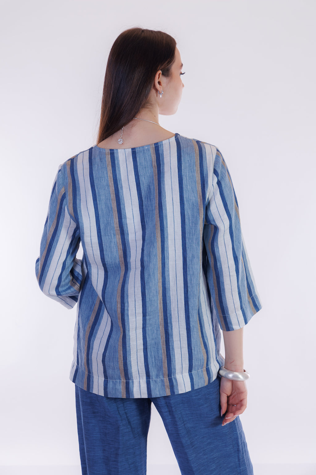 Blusa m. lino righe